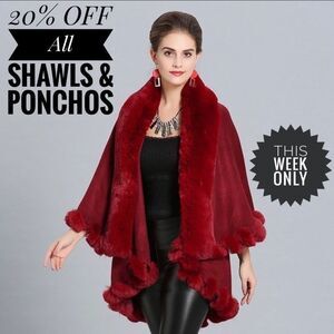 ⭐️Host Pickx3⭐️Elegant Faux Fur Trimmed Layered Shawl/Cape Coat